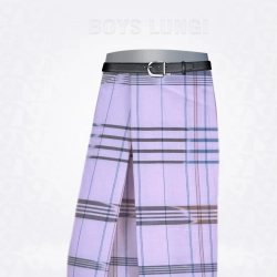 Boys Lungi-White Checked Brown Blue Violet